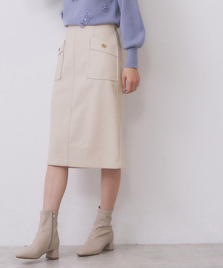 index ポケットタイトスカート【洗濯機OK/イージーケア/防シワ】 インデックス スカート ロング・マキシスカート グリーン ネイビー ホワイト【送料無料】のサムネイル