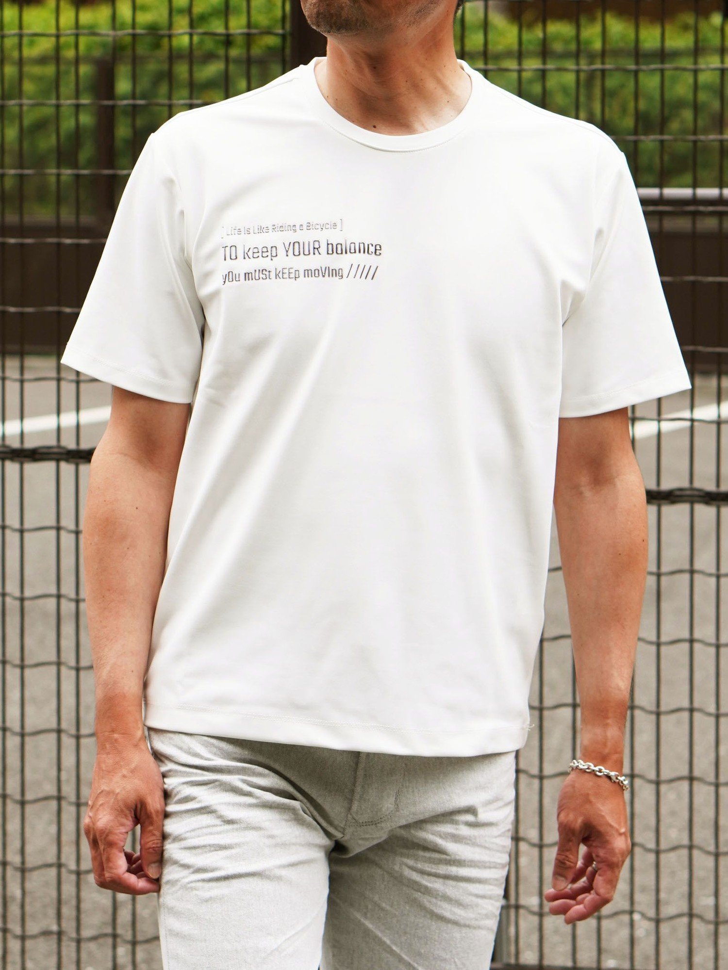 NICOLE selection メタルジェルプリント半袖Tシャツ ニコル トップス カットソー・Tシャツ ホワイト ワインレッド ブラック