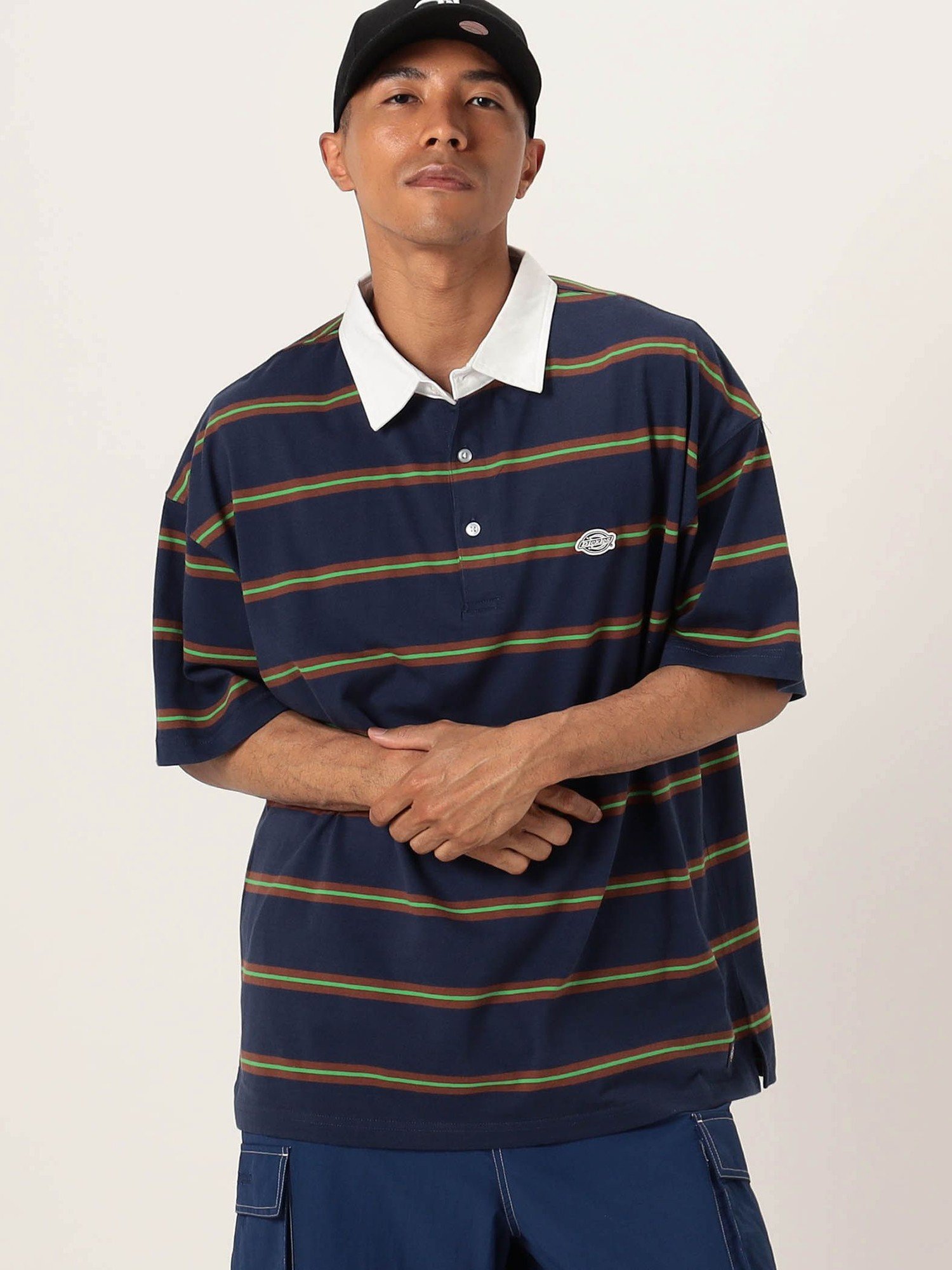 【SALE／30%OFF】ns.b 【Dickies(ディッキーズ)】/天竺半袖ラガーシャツ ニコル トップス ポロシャツ ネイビー ホワイト ブラック【送料無料】