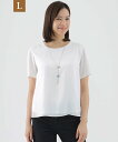 【SALE/38%OFF】TRANS WORK 【L】【ウォッシャブル】シアーストライプコンビクルーネックカットソー サンヨー エルサイズ トップス その他のト...