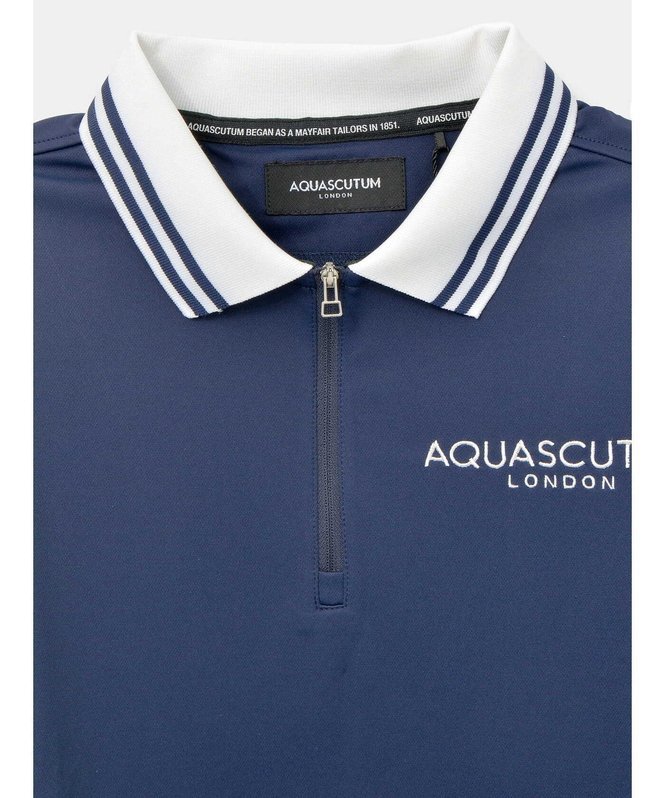 【SALE／50%OFF】Aquascutum GOLF GOLF MEN レトロラインZIP-UPポロ アクアスキュータム トップス カットソー・Tシャツ ホワイト ネイビー【送料無料】