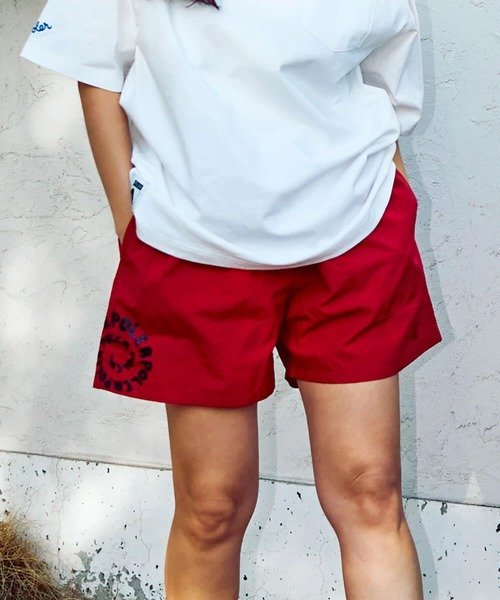 GSC MENS SELECT 【GSC別注】POLeR/ポーラー POLeR×GSC NYLON WIDE STUFF SHORTS (MENS) ゴースローキャラバン パンツ その他のパンツ ブラック グレー レッド