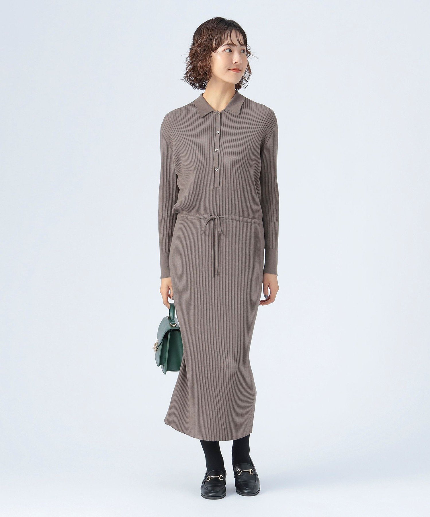 【SALE／30%OFF】BEAMS HEART WOMEN リブニット ポロ ワンピース ビームス ハート ワンピース・ドレス その他のワンピース・ドレス ネイビー【送料無料】
