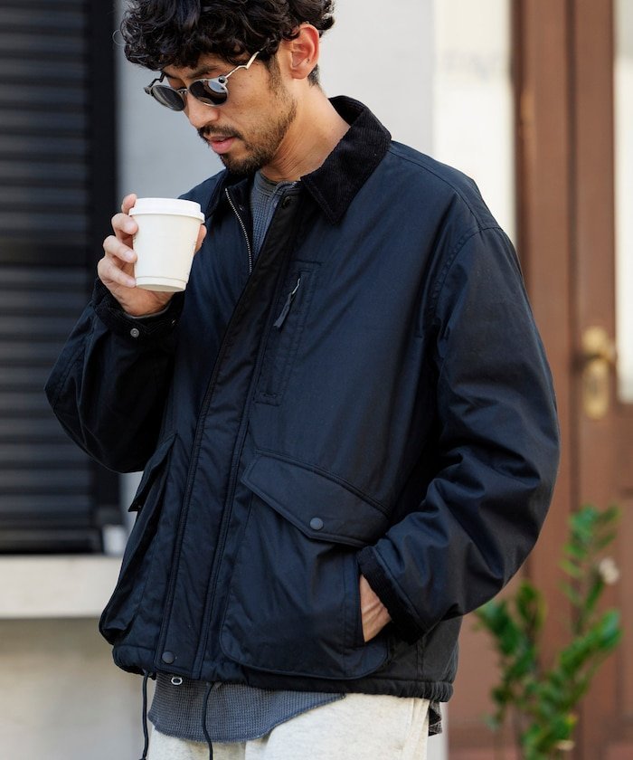 FREAK'S STORE 襟コーデュロイ切り替え コットンナイロンブルゾン 25AW フリークスストア ジャケット・アウター ブルゾン・ジャンパー グリーン ブラック ベージュ【送料無料】