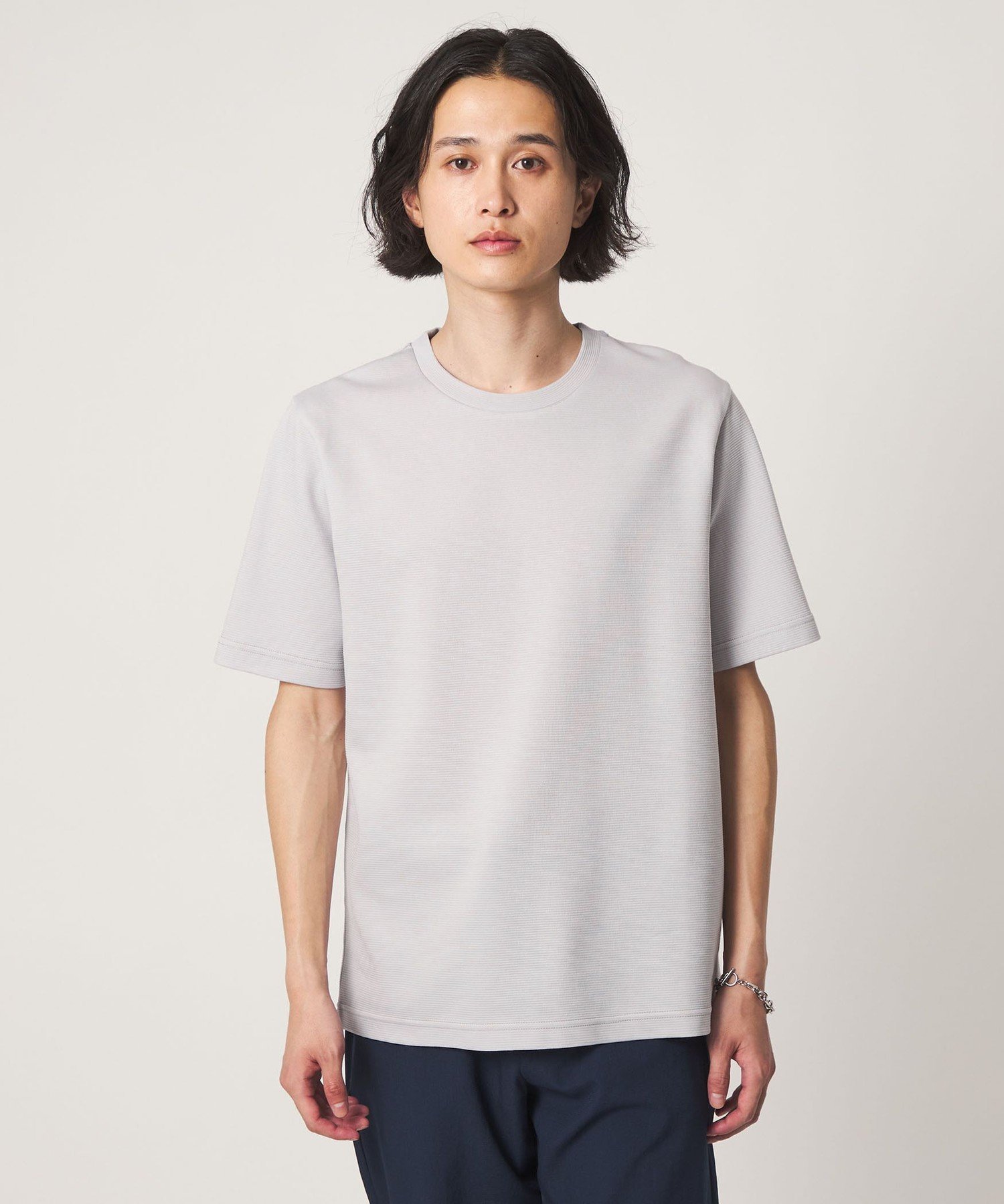 シルケット ダブルフェイス リップル カットソー＜A DAY IN THE LIFE＞ ユナイテッドアローズ アウトレット トップス カットソー・Tシャツ ホワイト グレー ネイビー