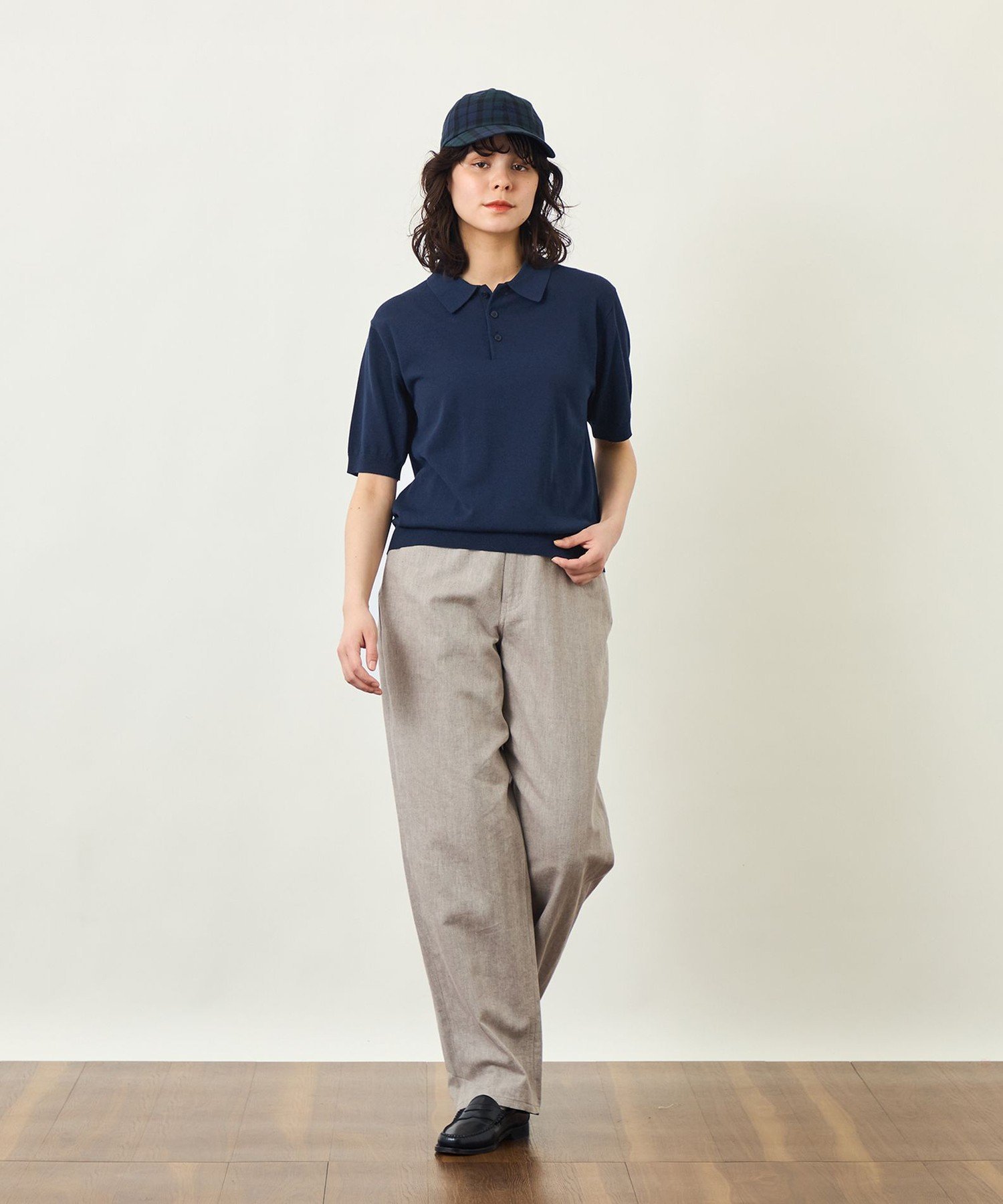 GREY LABEL リネンコットンヘリンボン ワイドパンツ マッキントッシュ フィロソフィー パンツ その他のパンツ ベージュ カーキグリーン