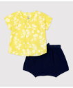【SALE/30%OFF】PETIT BATEAU プリントトップス&ショートパンツセット プチバトー トップス シャツ・ブラウス イエロー【送料無料】