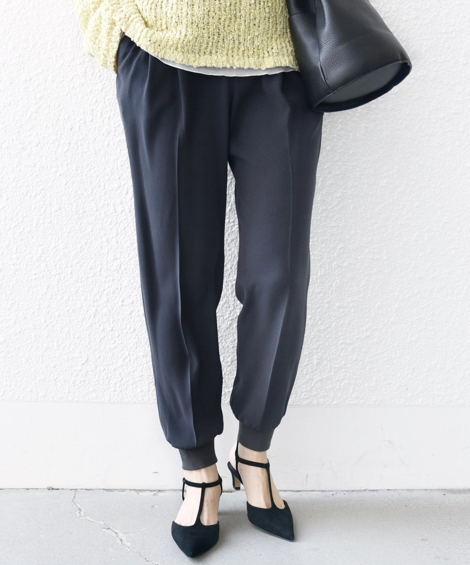 【SALE／50%OFF】SHIPS WOMEN ＜手洗い可能＞裾 リブ ドロスト パンツ シップス パンツ その他のパンツ ブラック イエロー グレー【送料無料】