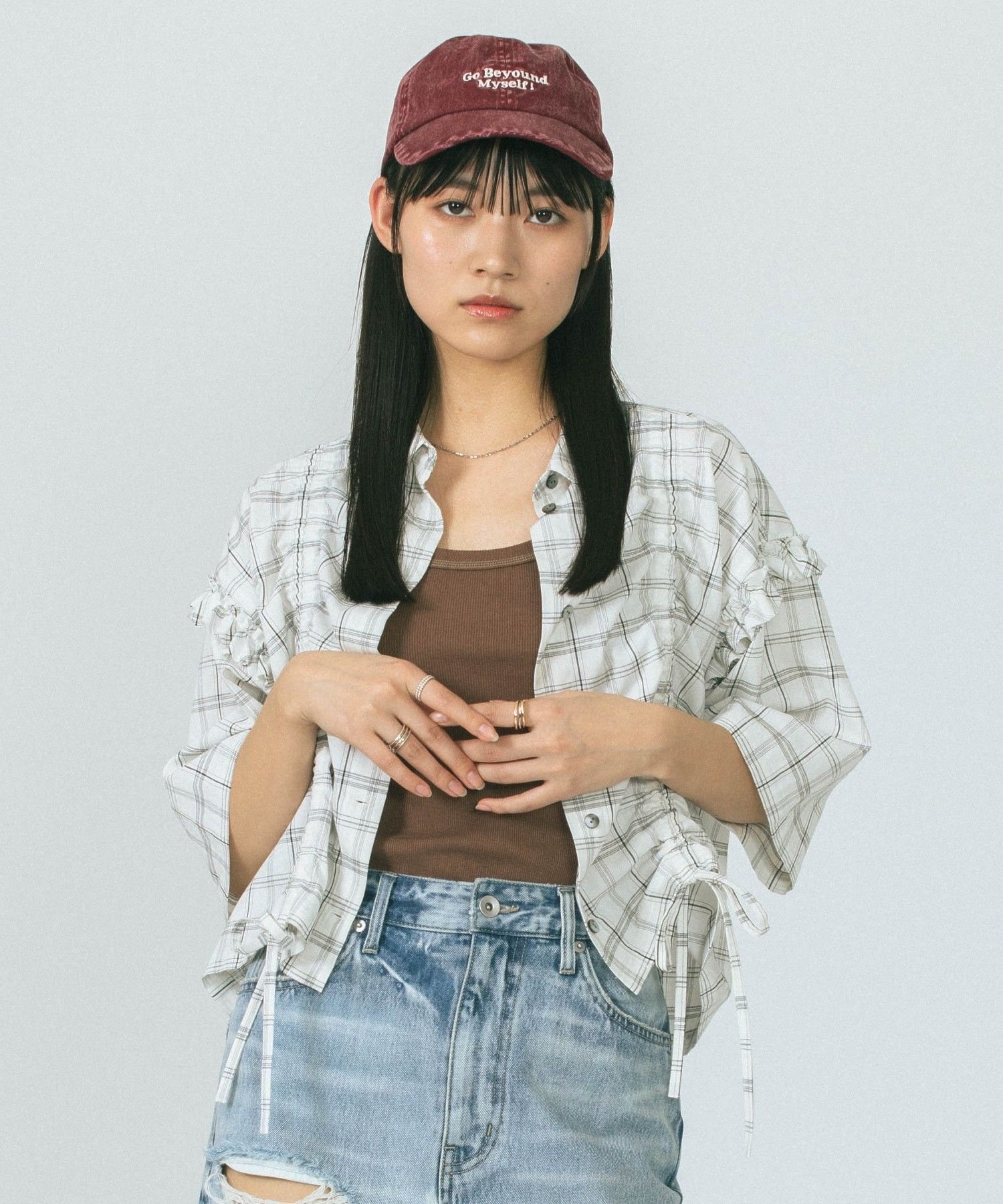 ROSE BUD CROPPED SHIRT ローズバッド トップス カットソー・Tシャツ ブルー ホワイト