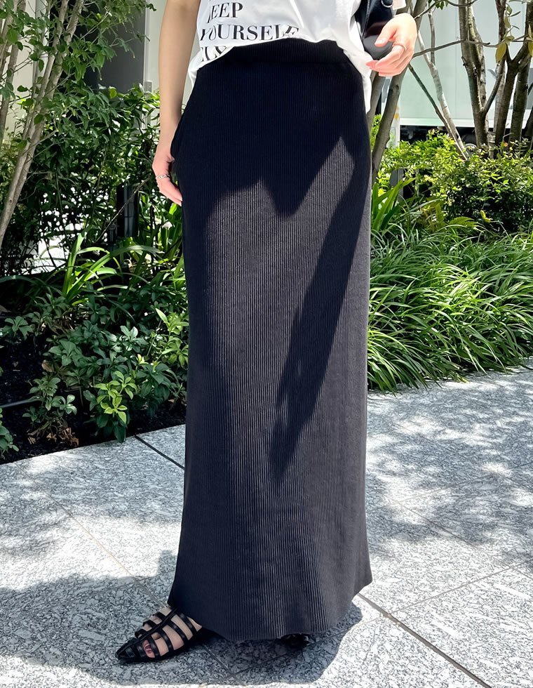 Re:EDIT リブカットソータイトスカート リエディ スカート ロング・マキシスカート グレー ホワイト ブラック ブラウン【送料無料】...