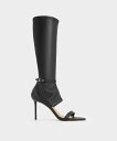 CHARLES & KEITH Gabriel ガブリエル レザースティレットヒールサンダルブーツ チャールズアンドキース シューズ・靴 ブーツ ブラック【送料...