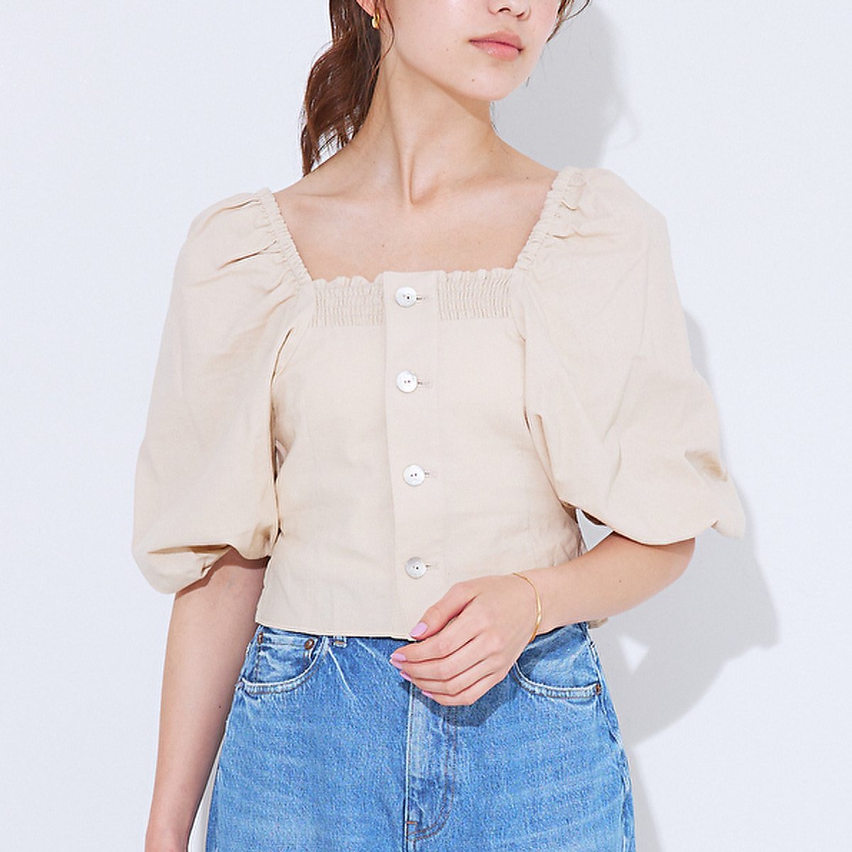 【SALE／60%OFF】Rouge vif la cle 【セットアップ対応】リボンボリュームスリーブブラウス ルージュ・ヴィフ ラクレ トップス シャツ・ブラウス ブラック ベージュ【送料無料】