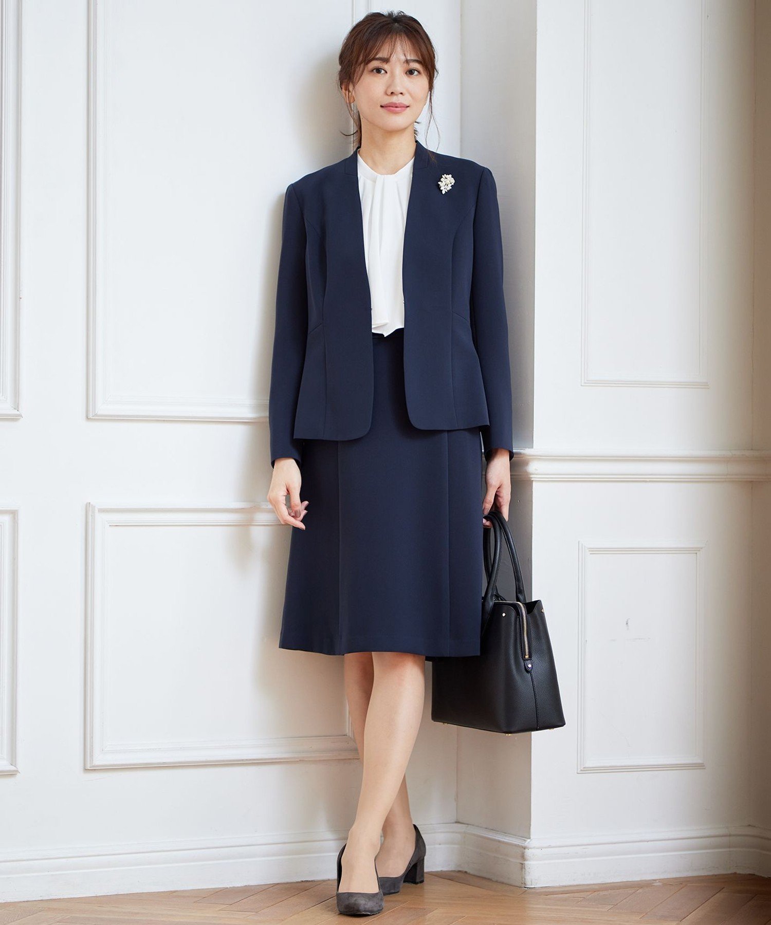 J.PRESS 【洗える】セラテリーダブルクロス フレアー スカート ジェイプレス スカート ロング・マキシスカート ネイビー