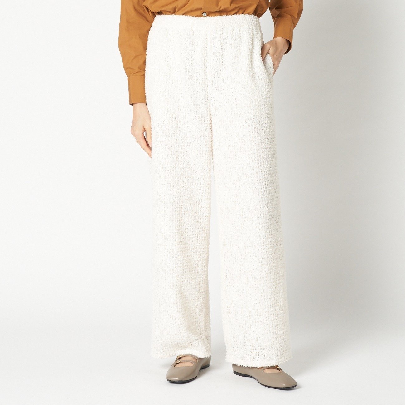 HELIOPOLE FEATHER TULLE EASY PANTS エリオポール パンツ その他のパンツ ブラック ホワイト