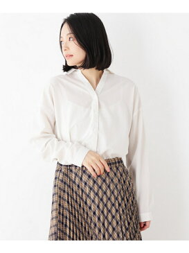 【SALE/50%OFF】pink adobe スパンブロード素材スキッパーシャツ ピンクアドベ シャツ/ブラウス シャツ/ブラウスその他 ホワイト カーキ ブラウン