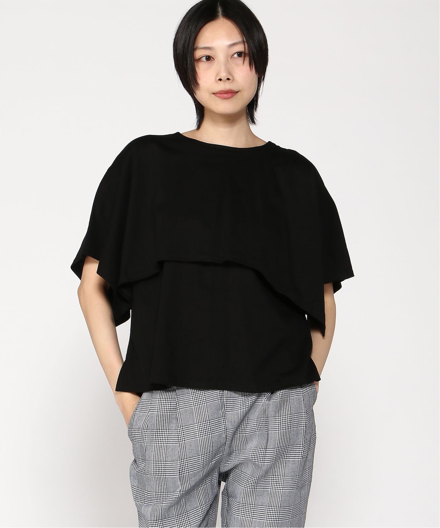 TUTIE. コットン天竺ジャージフレアスリーブプルオーバー ツチエ トップス カットソー・Tシャツ ブラック ホワイト グリーン グレー
