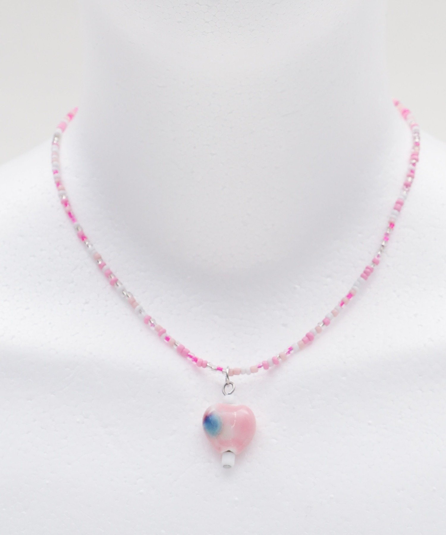 WEGO LADY'S Lハートカラービーズネックレス ウィゴー アクセサリー・腕時計 ネックレス ピンク ブラック