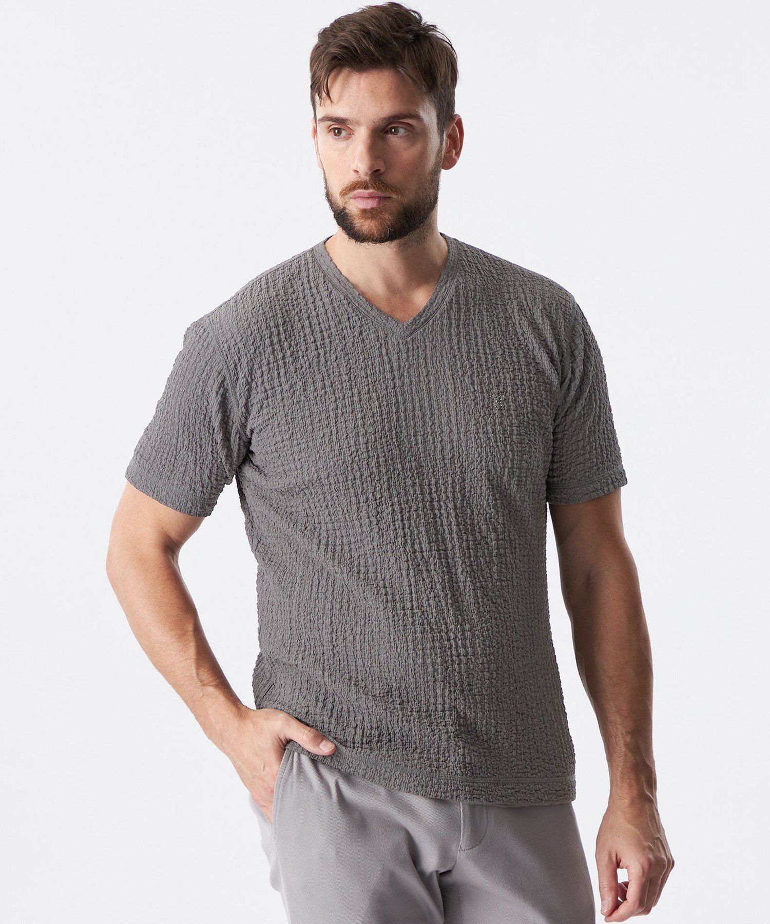 【SALE／59%OFF】EPOCA UOMO ワッシャーストレッチカットソー エポカ トップス カットソー・Tシャツ グレー パープル ブラック【送料無料】