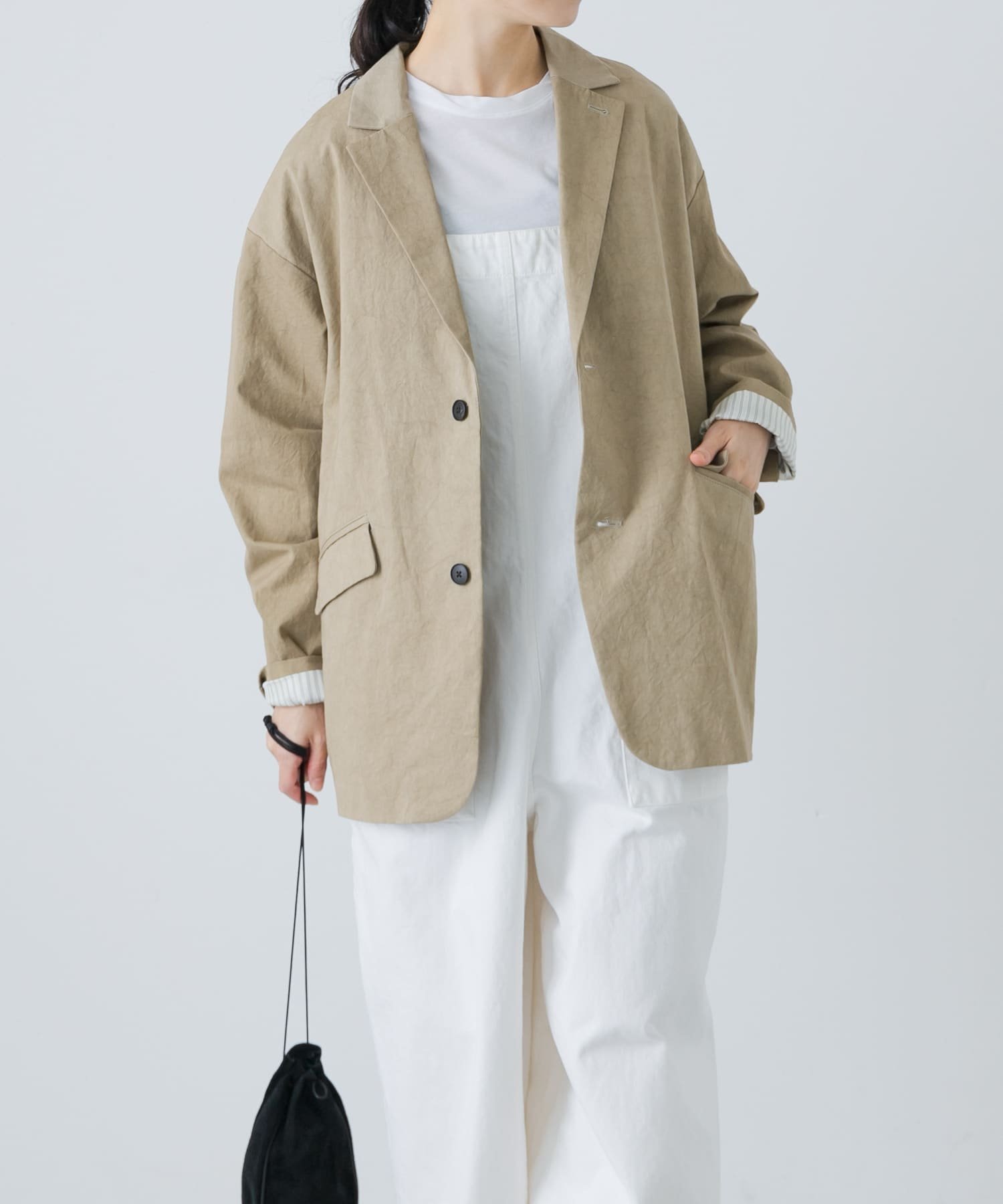 かぐれ Tailored jacket w/lining カグレ ジャケット・アウター テーラードジャケット・ブレザー ベージュ ブラック【送料無料】