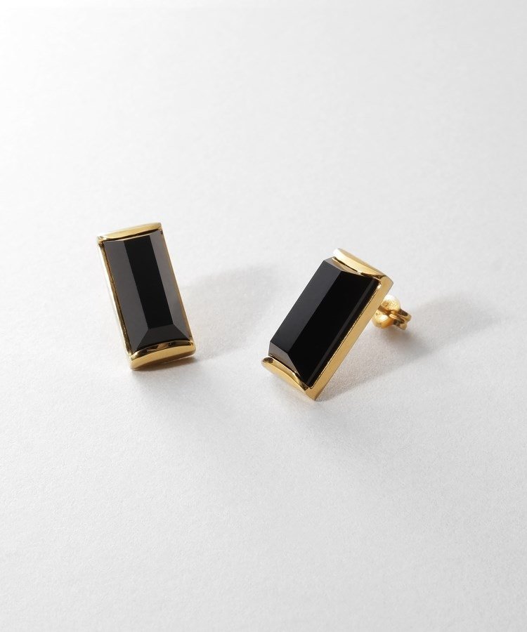 COCOSHNIK ONKITSCH シルバー オニキス バケットカットスタッドピアス GP ココシュニック オンキッチュ アクセサリー・腕時計 ピアス ゴールド【送料無料】