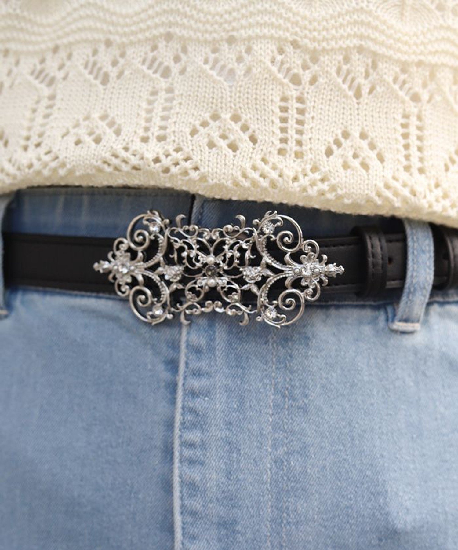 Rakuten - axes femme 蝶モチーフバックル合皮ベルト アクシーズファム ファッション雑貨 ベルト シルバー ゴールド