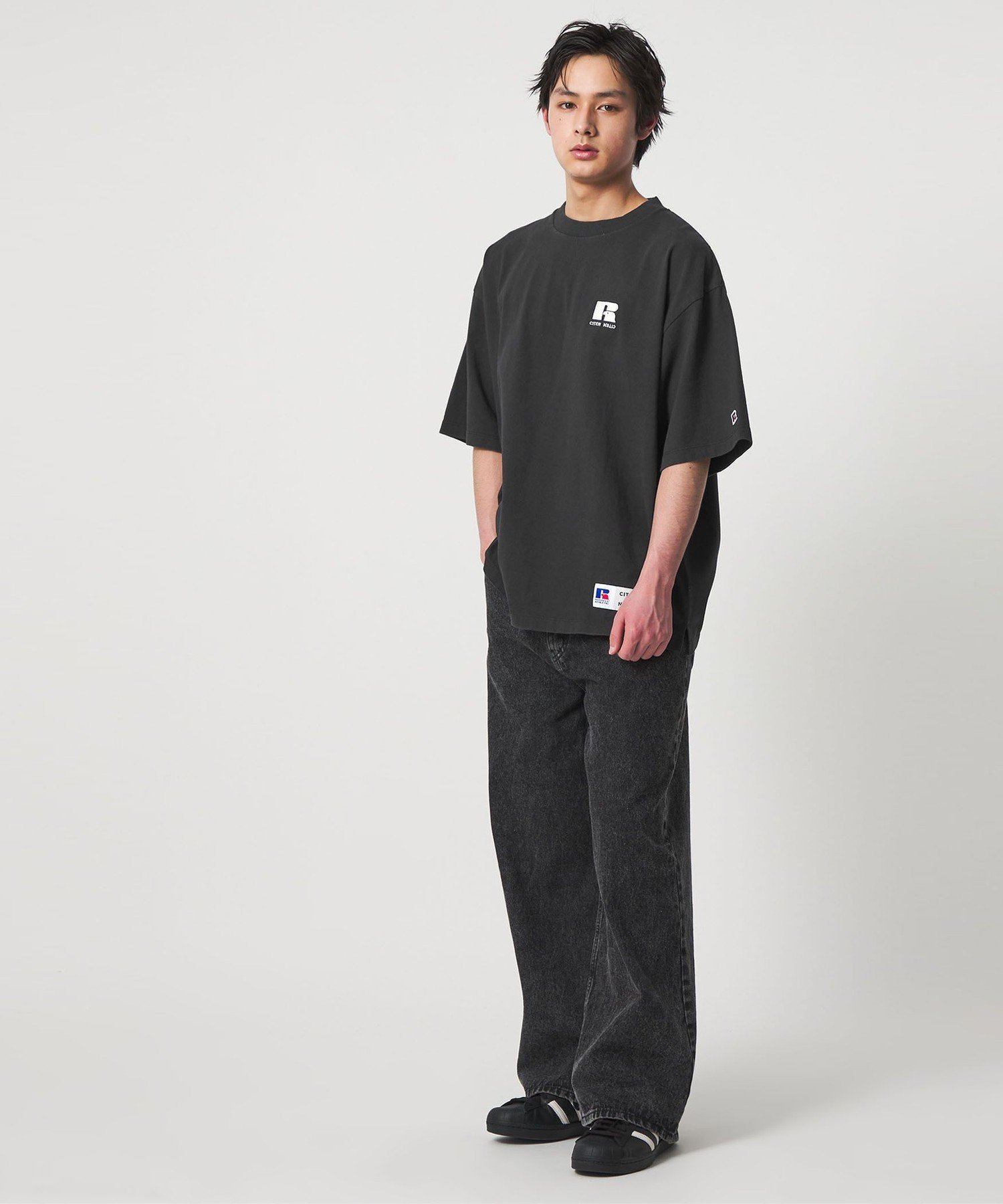 CITEN 【別注】＜RUSSELL ATHLETICxCITEN＞ロゴT シテン トップス カットソー・Tシャツ ホワイト ブラック【送料無料】