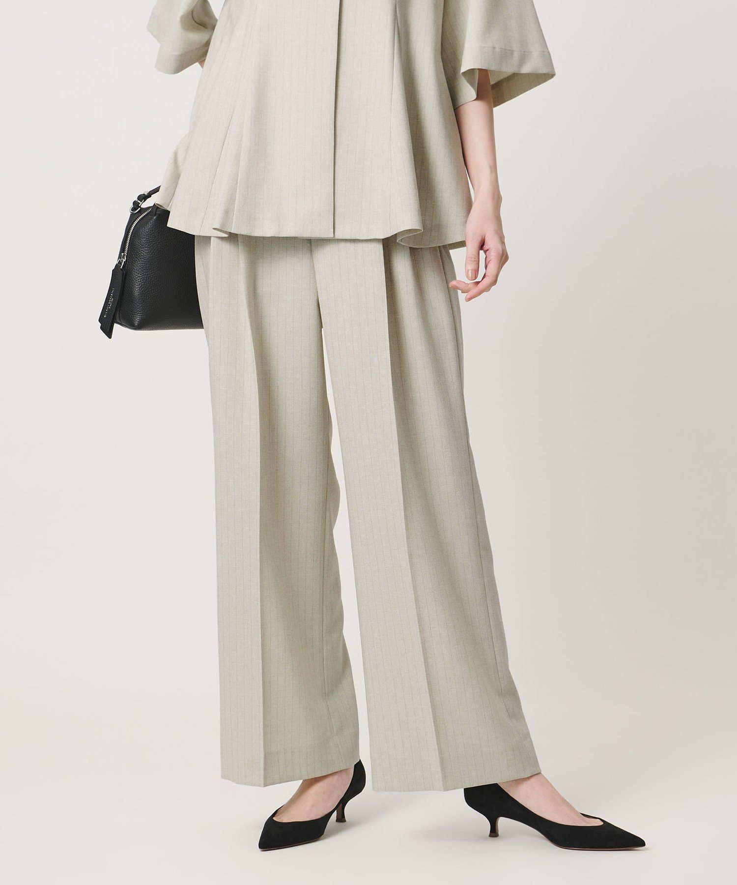 【SALE／20%OFF】UNITED ARROWS Spiree ストライプ ワイドパンツ -ウォッシャブル- ユナイテッドアローズ パンツ スラックス・ドレスパンツ【送料無料】