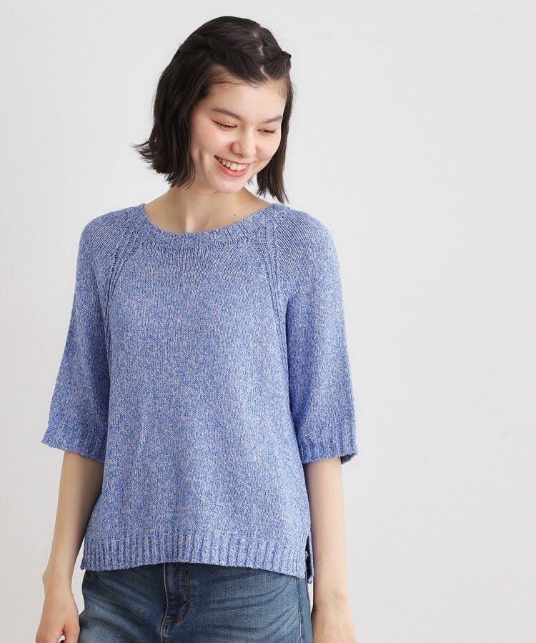 LAURA ASHLEY HOME 【日本製/ワンマイルウエア】ギマブークレーヤーン プルオーバー ローラ アシュレイ トップス カットソー・Tシャツ ブルー グリーン