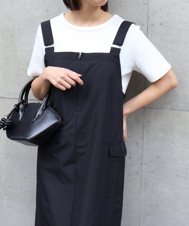 Pierrot 軽撥水フロントジップジャンパースカート ピエロ スカート ロング・マキシスカート ベージュ ブラック