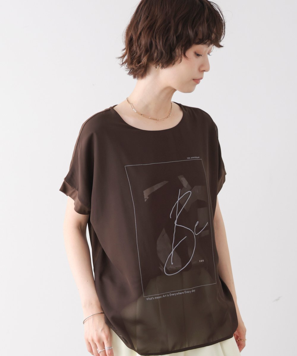 ARTペイントレイヤードT バブ / ブージュルード トップス カットソー・Tシャツ ブラック ブラウン ホワイト