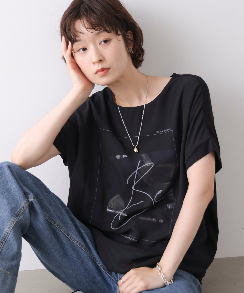 ARTペイントレイヤードT バブ / ブージュルード トップス カットソー・Tシャツ ブラック ブラウン ホワイト