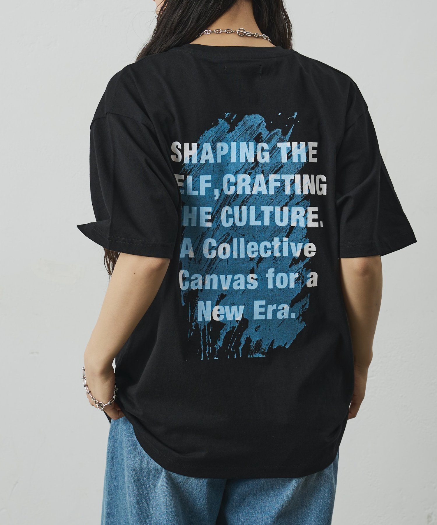 レイヤードアートバックプリントTシャツ コロニー トゥーワンスリーナイン トップス カットソー・Tシャツ ブルー ホワイト ブラック