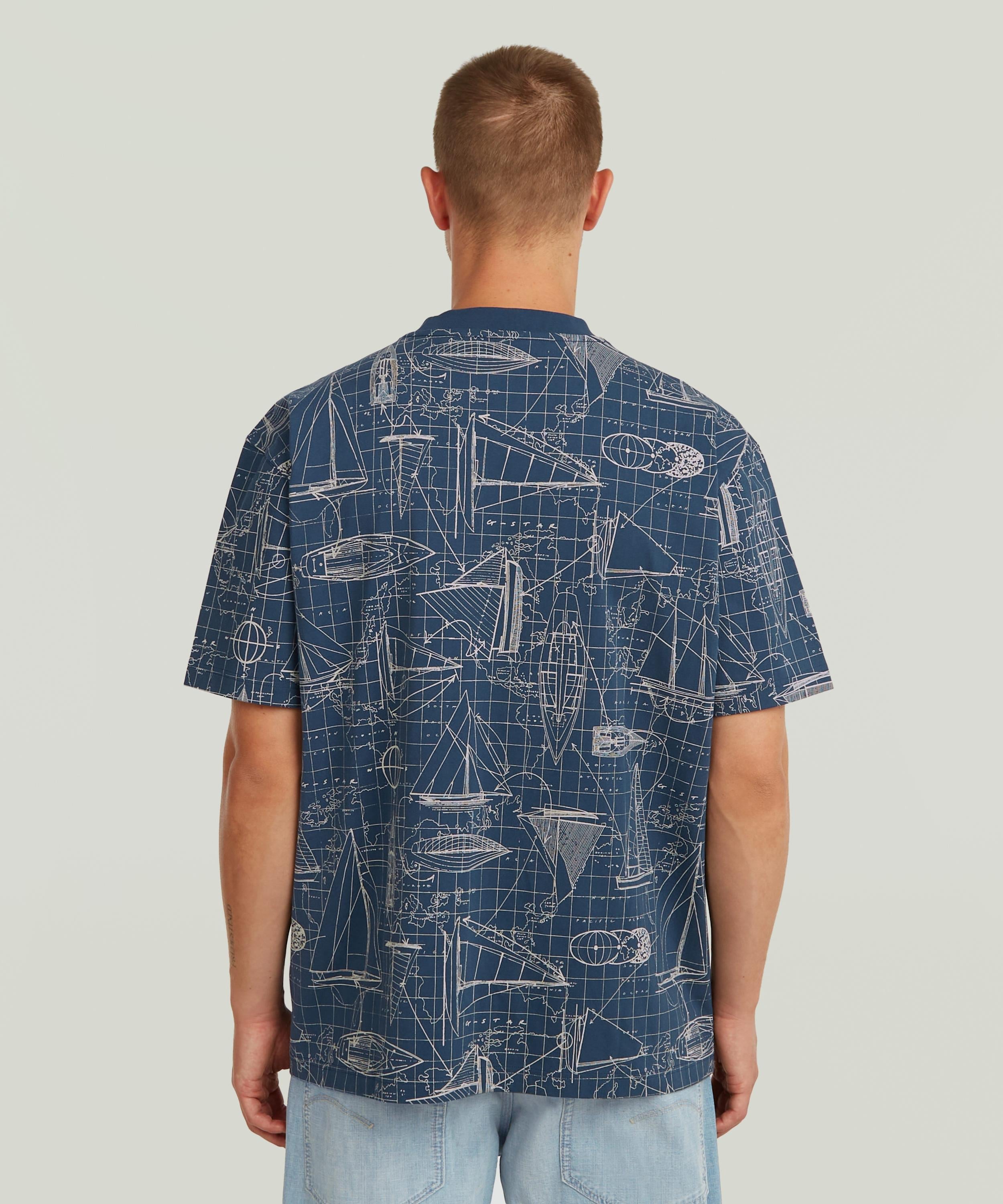 【公式ショップ】Aop Relaxed T-Shirt/総柄リラックスTシャツ ジースターロゥ トップス カットソー・Tシャツ ネイビー