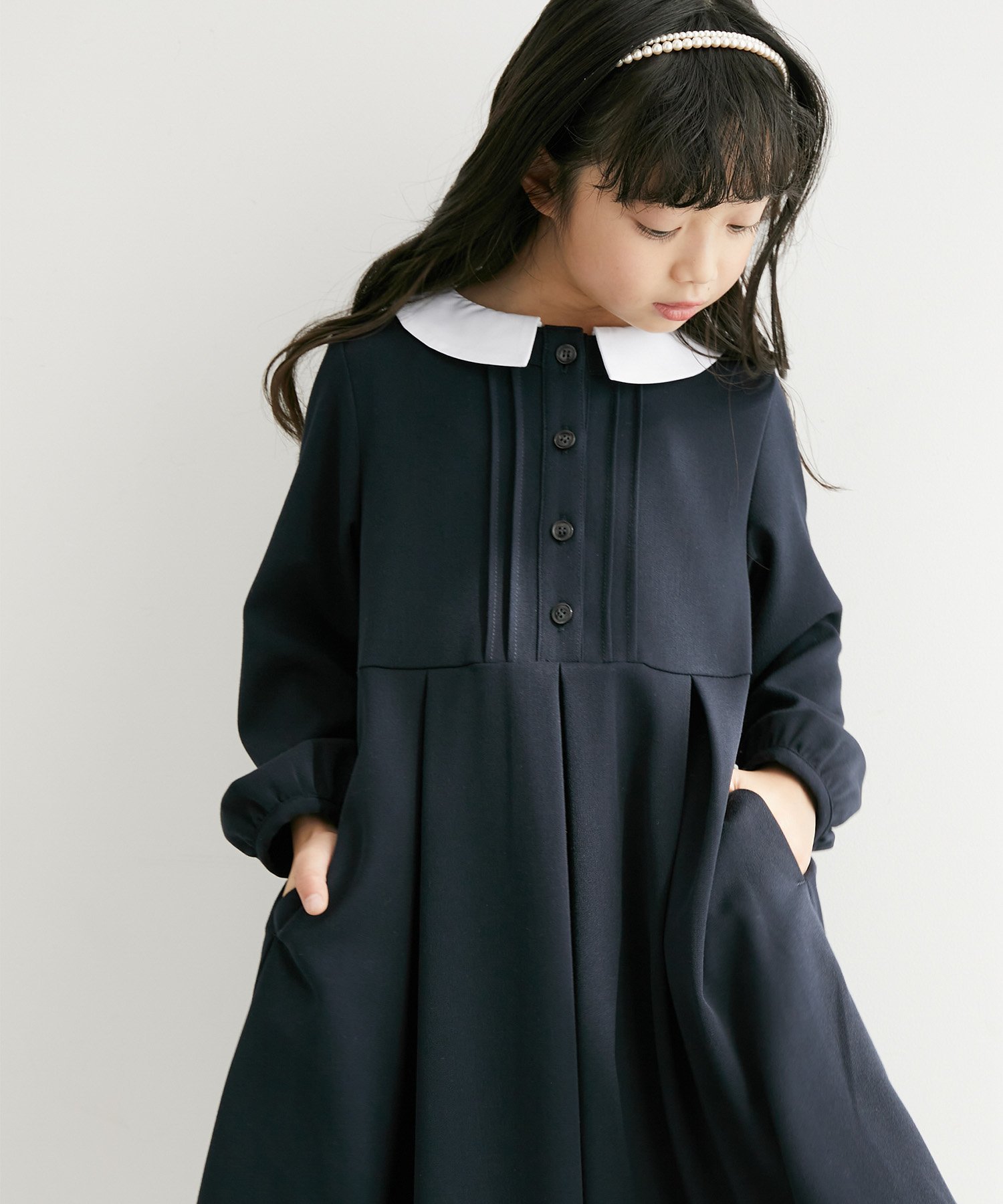 ROPE' PICNIC 【KIDS】入卒式にも/襟取り外しピンタックワンピース ロペピクニック ワンピース・ドレス その他のワンピース・ドレス ネイビー【送料無料】のサムネイル