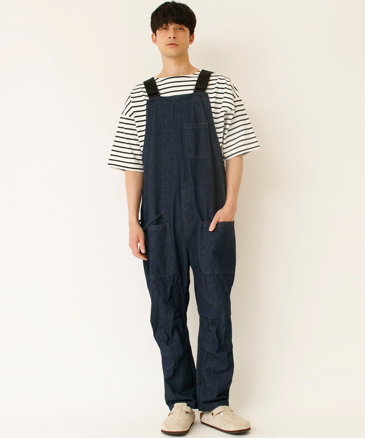 Johnbull Johnbull/(M)ファーマーサロペット ジョンブルプライベートラボ オールインワン・オーバーオール オーバーオール・サロペット ブラック カーキグリーン ブルー【送料無料】