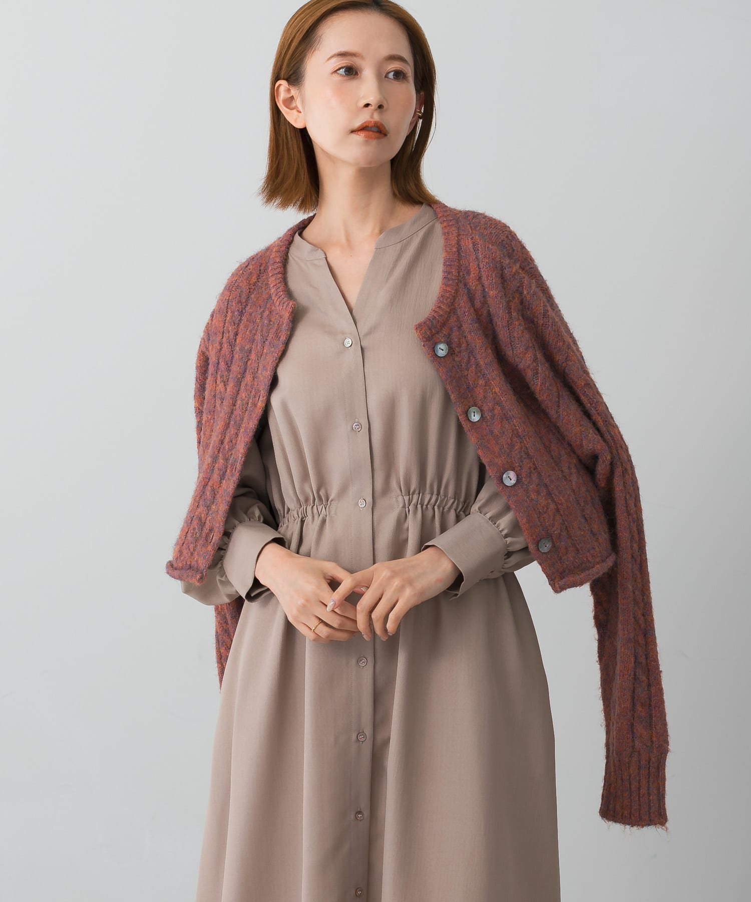 ROSSO イージーケアシャツワンピース アーバンリサーチロッソ ワンピース・ドレス ワンピース ベージュ グリーン グレー【送料無料】のサムネイル