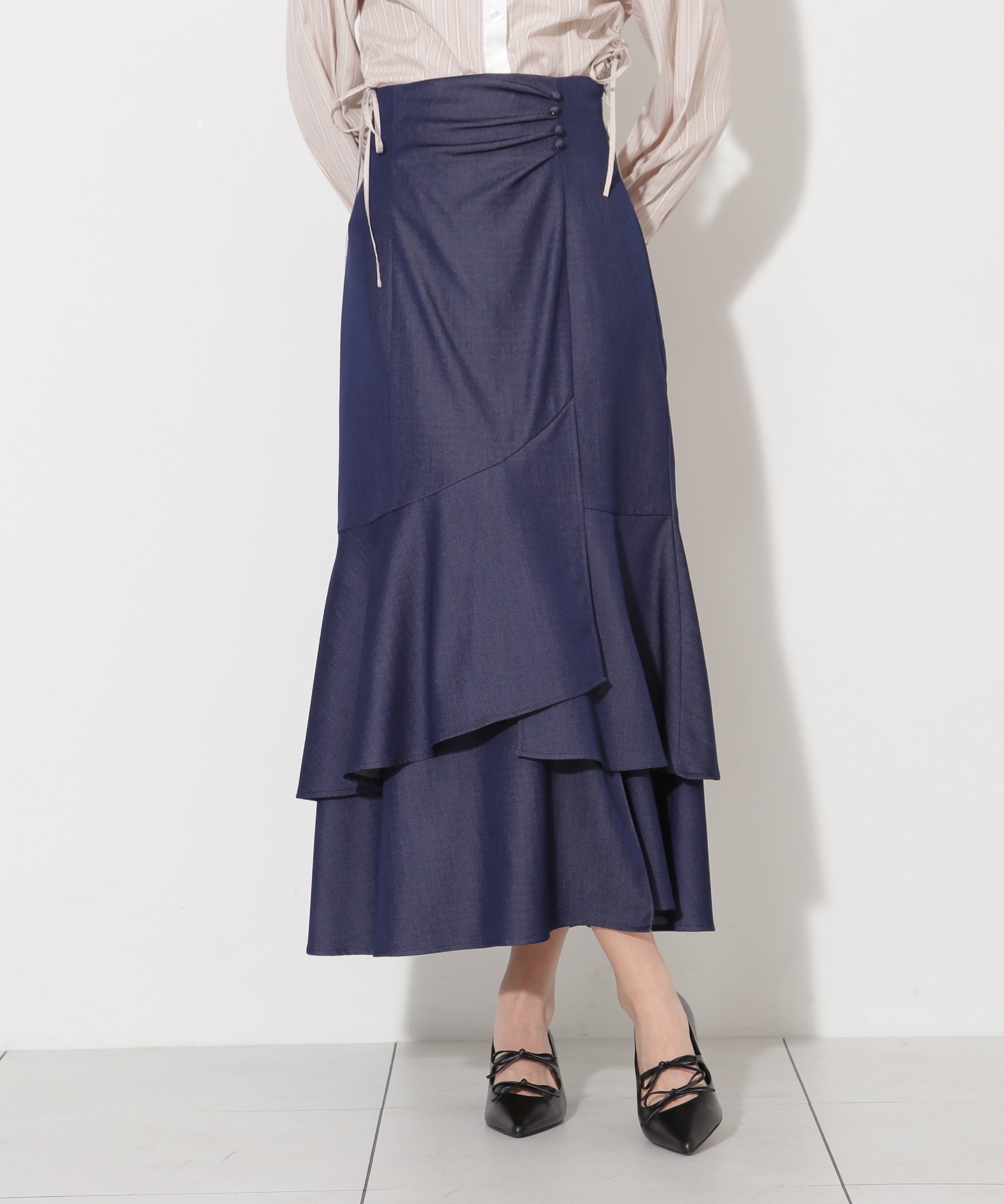 【SALE／20%OFF】JILL by JILL STUART ドレープティアードスカート ジル バイ ジル スチュアート スカート その他のスカート グレー ブルー【送料無料】