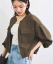 VIS 【WEB限定】気流染めリネンライクダブルポケットブルゾン【防シワ/UVケア/接触冷感/洗える】 ビス ジャケット・アウター ブルゾン・ジャンパー カーキ...