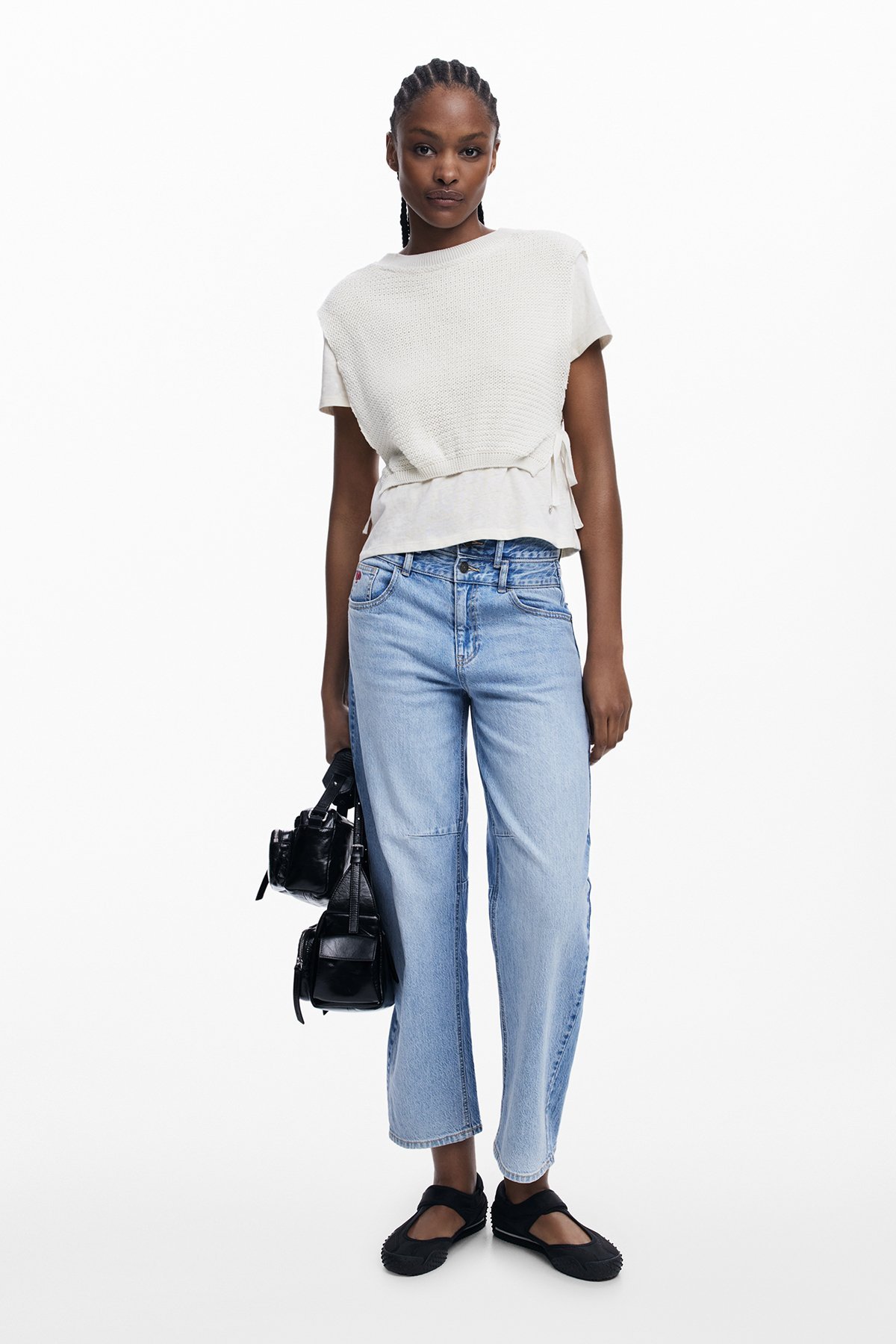 2イン1ベストTシャツ デシグアル トップス カットソー・Tシャツ ホワイト