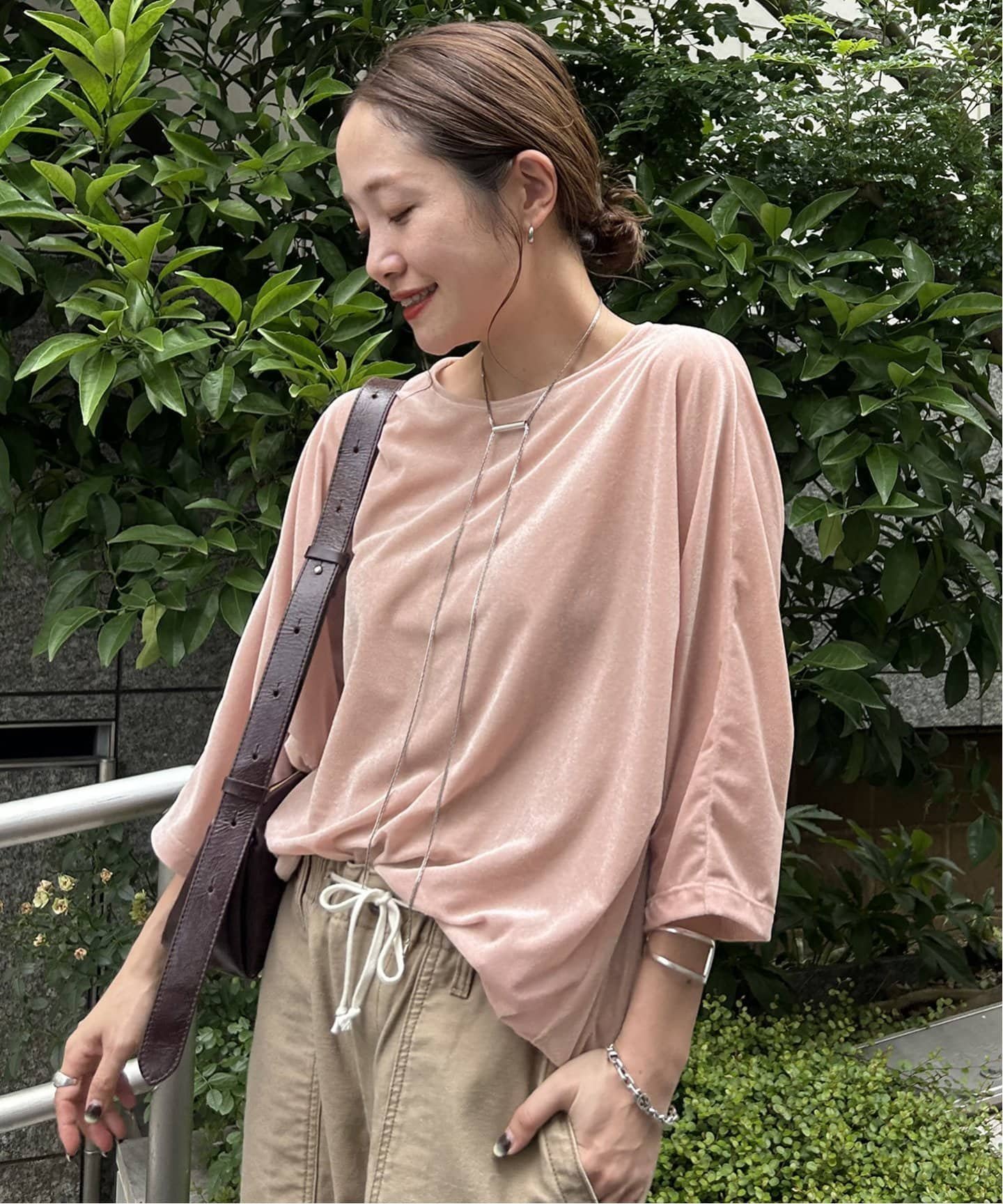 JOURNAL STANDARD シアーベロアドルマンTEE ジャーナル スタンダード トップス カットソー・Tシャツ ネイビー ピンク グリーン【送料無料】のサムネイル