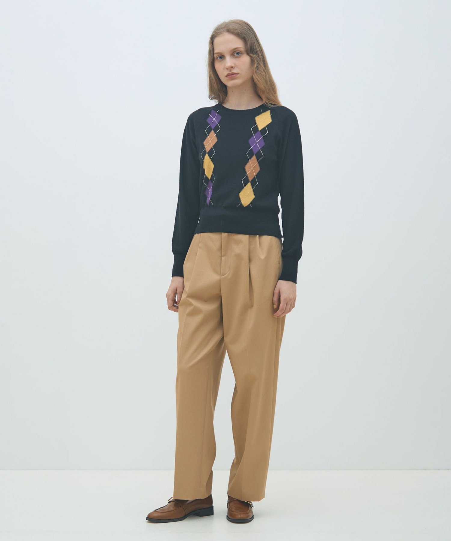 【SALE／40%OFF】MACPHEE プレーンウールアーガイル クルーネックプルオーバー トゥモローランド トップス ニット ネイビー【送料無料】