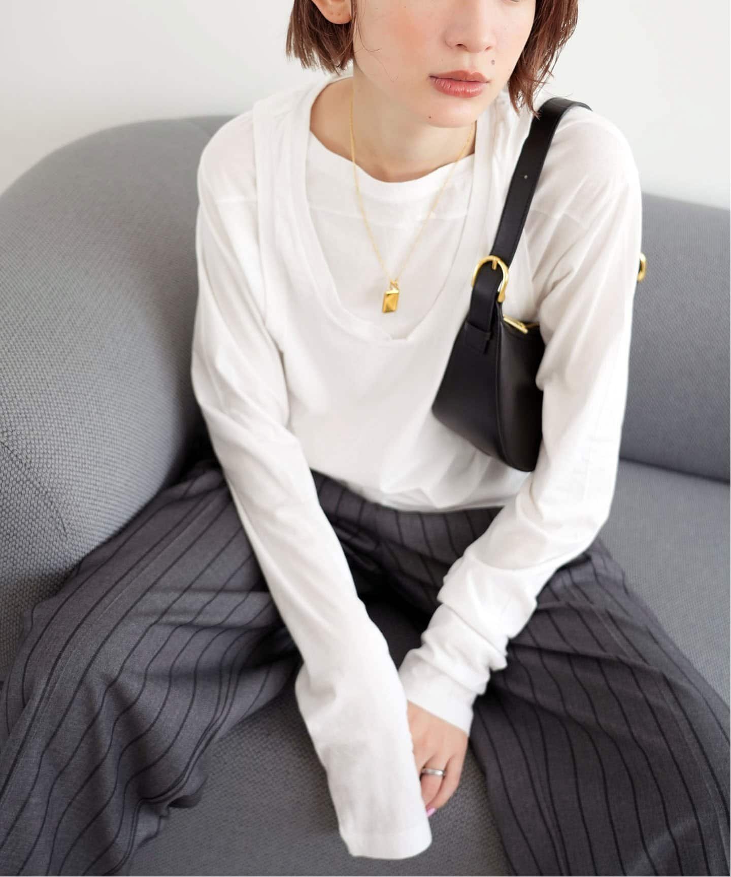 【SALE／30%OFF】SLOBE IENA SLOBE citron. 2SETルーズロンTEE スローブ イエナ トップス カットソー・Tシャツ ホワイト ベージュ【送料無料】のサムネイル