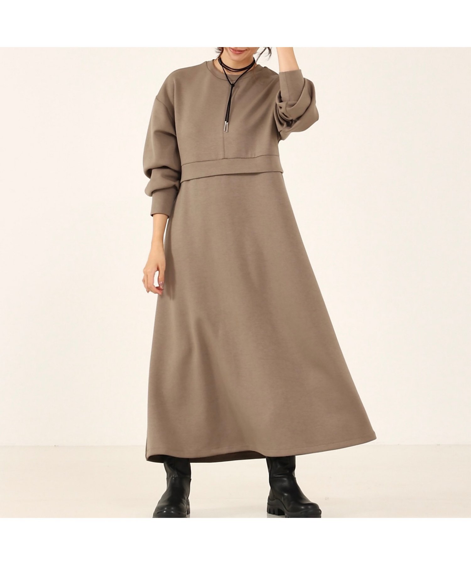 【SALE／15%OFF】abahouse mavie 【大人のいちまんワンピ】ライトダンボールフレアーワンピ アバハウス..