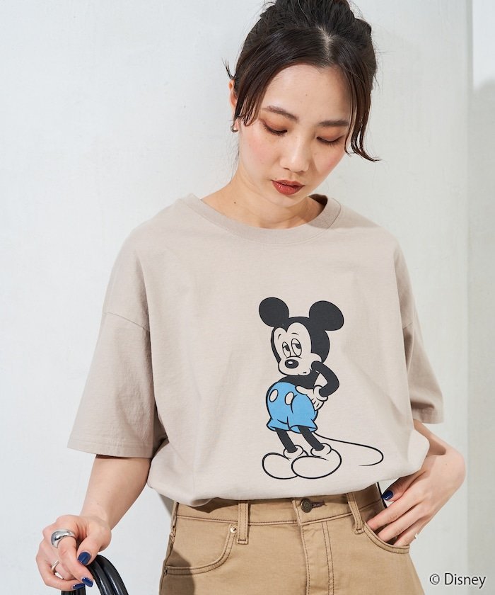 FREAK'S STORE 別注/Mickey Mouse/ミッキーマウス 前後 プリント 半袖 Tシャツ【限定展開】 フリークスストア トップス カットソー・Tシャツ ブラウン グレー ブラック グリーン【送料無料】