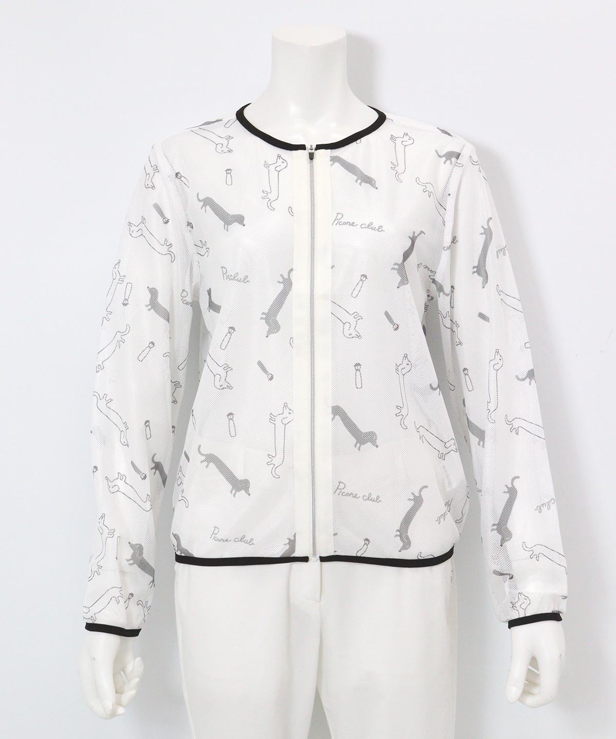 【SALE／40%OFF】Picone Club 【ピッコーネクラブ公式】ダックス柄メッシュ速乾ブルゾン ピッコーネクラブ ジャケット・アウター ブルゾン・ジャンパー ネイビー ホワイト ベージュ【送料無料】
