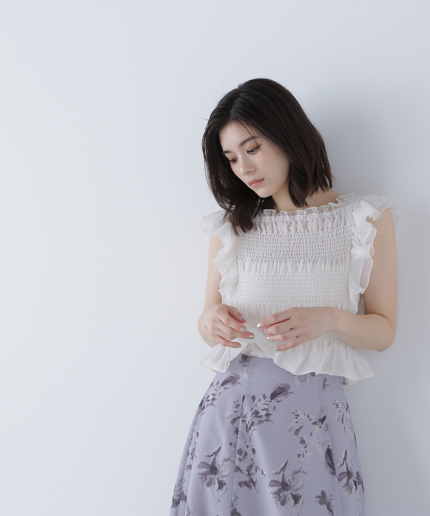 Heve シャーリングペプラムブラウス Fサイズ ライトブルー archives ブラウス シャツ シャーリングペプラムシャツ