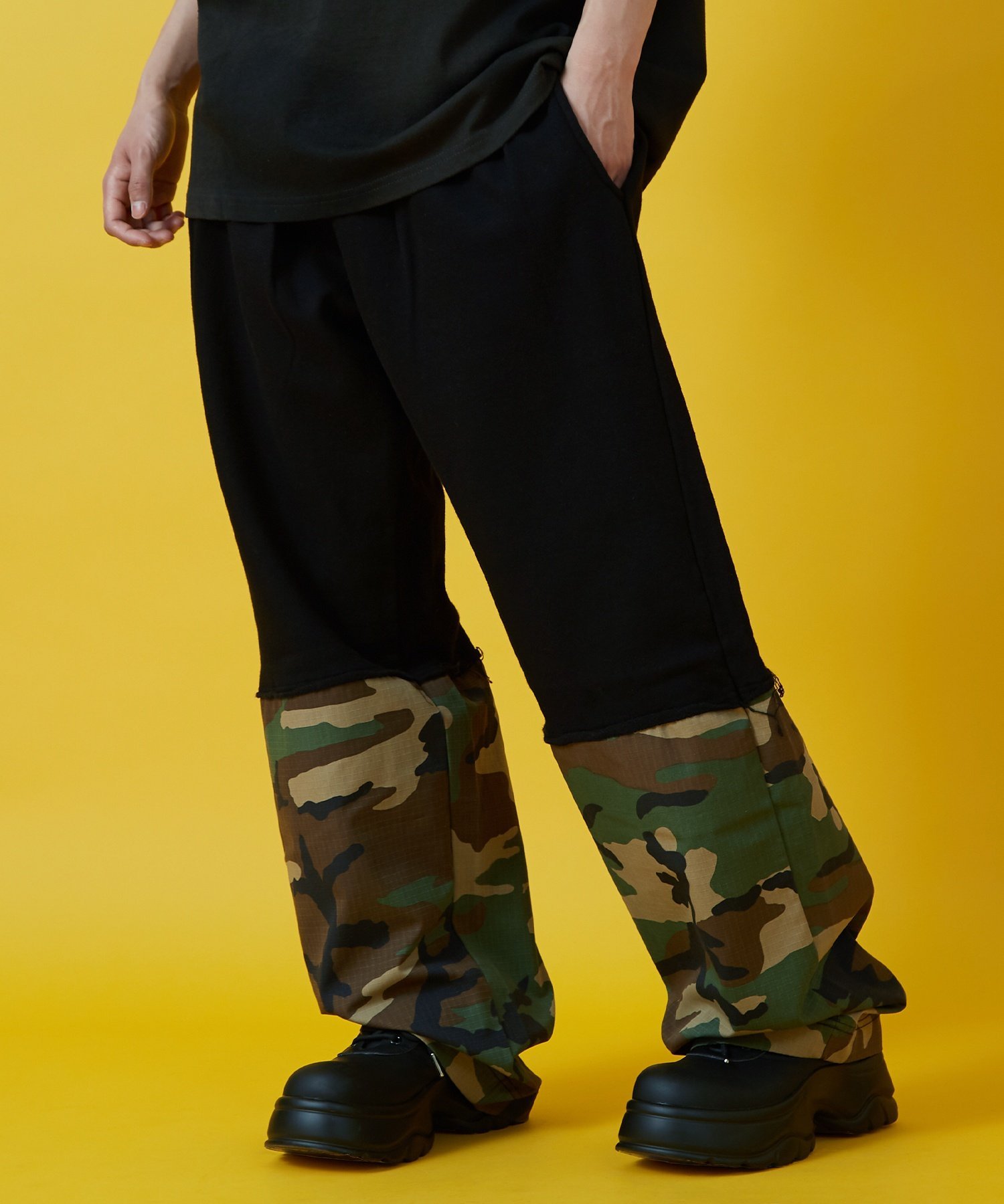 improves カモフラ コンビ スウェットパンツ インプローブス パンツ ジャージ・スウェットパンツ ブラック グレー