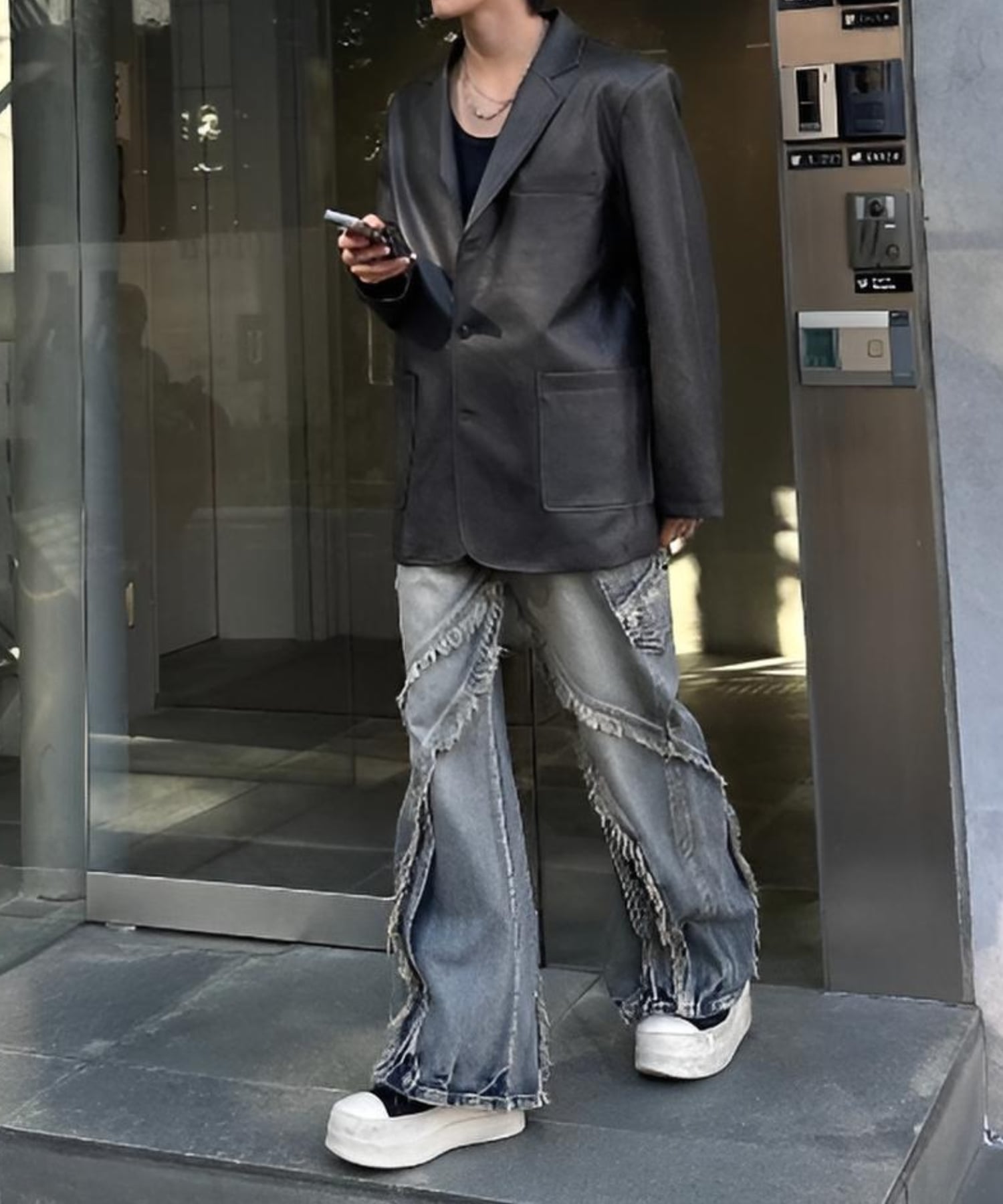 Chikashitsu + 【Chikashitsu +】coating single jacket ネバーマインドザエックスユー／チカシツプラス ジャケット・アウター テーラードジャケット・ブレザー ブラウン ブラック【送料無料】