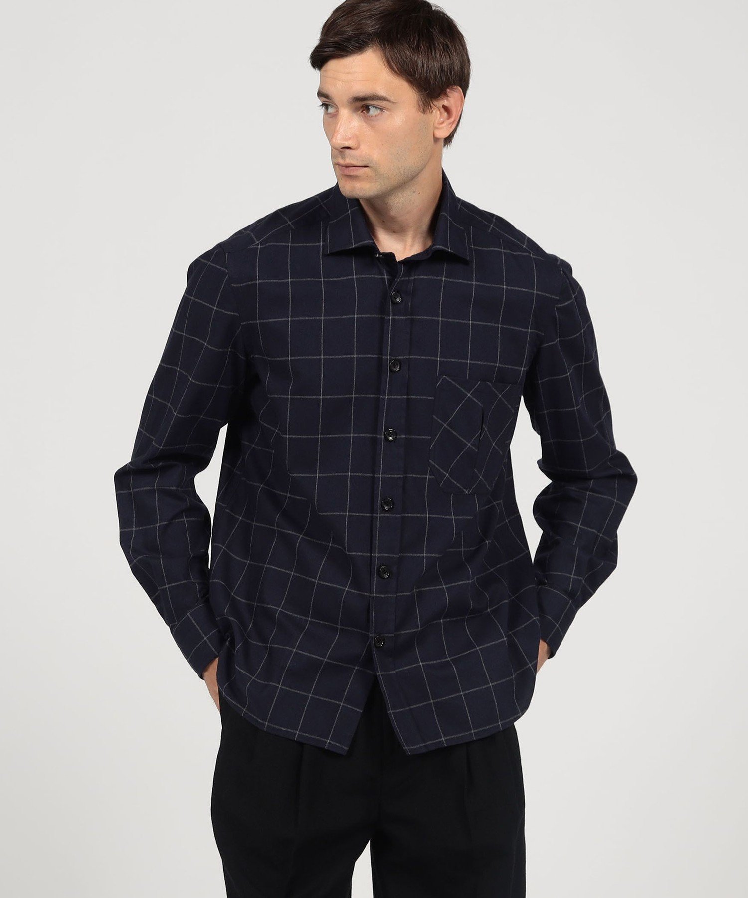 【SALE／50%OFF】TOMORROWLAND BUYING WEAR ERRICO FORMICOLA コットンチェック オーバーシャツ トゥモローランド トップス シャツ・ブラウス ネイビー【送料無料】