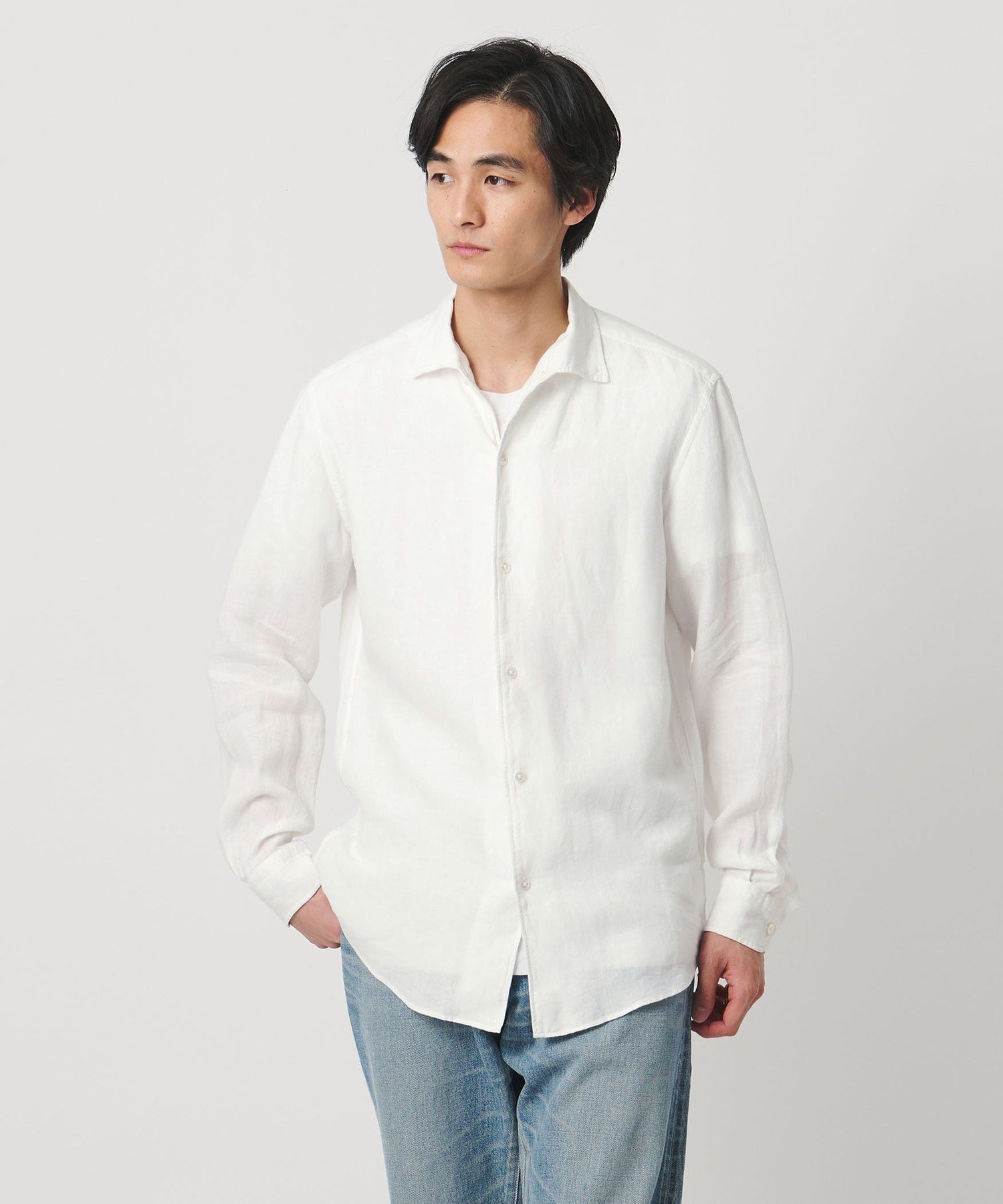 UNITED ARROWS LIBECO リネン オープンカラー シャツ ユナイテッドアローズ トップス シャツ・ブラウス ホワイト ピンク ネイビー【送料無料】（楽天・Rakuten Fashion）